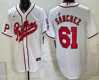 Philadelphia Phillies #61 Cristopher Sanchez White 2026 Field of Dreams Stadium Stitched Jersey
