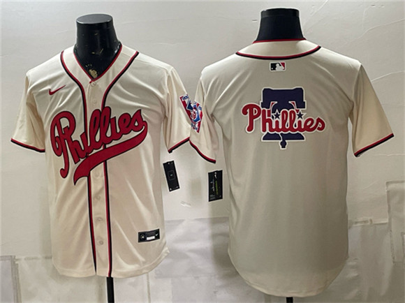 Philadelphia Phillies Team Big Logo Cream 2026 Field of Dreams Stadium Stitched Baseball Jersey