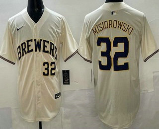 Milwaukee Brewers #32 Jacob Misiorowski Cream Limited Jersey