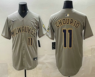 Milwaukee Brewers #11 Jackson Chourio Grey Limited Jersey