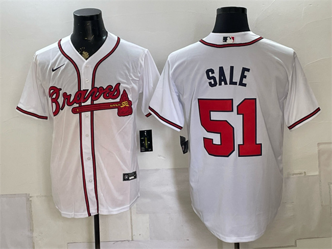 Atlanta Braves #51 Chris Sale White Cool Base Stitched Baseball Jersey