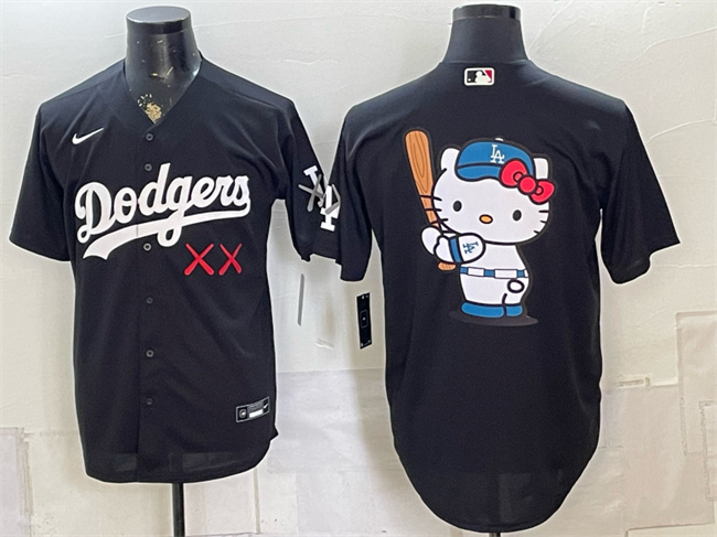 Los Angeles Dodgers x KAWS Team Big Logo Black Vapor Premier Limited Stitched Baseball Jersey