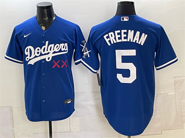 Los Angeles Dodgers x KAWS #5 Freddie Freeman Royal Vapor Premier Limited Stitched Baseball Jersey