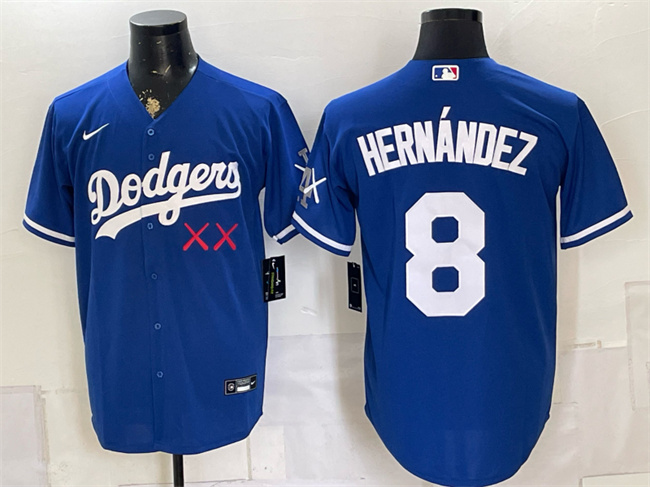Los Angeles Dodgers x KAWS #8 Enrique Hernandez Royal Vapor Premier Limited Stitched Baseball Jersey