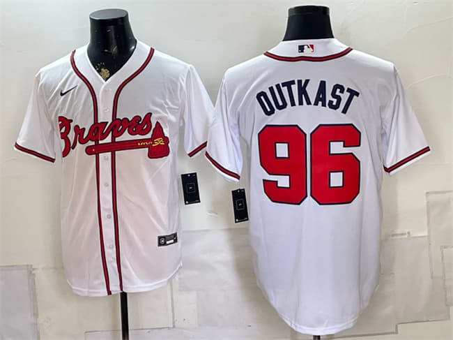 Atlanta Braves #96 OutKast White Cool Base Stitched Baseball Jersey