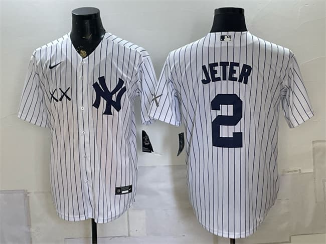 New York Yankees x KAWS #2 Derek Jeter White Stadium Stitched Baseball Jersey