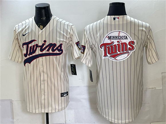 Minnesota Twins Team Big Logo Cream 2026 Field of Dreams Stadium Stitched Baseball Jersey
