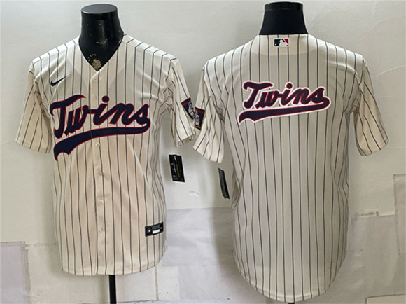 Minnesota Twins Team Big Logo Cream 2026 Field of Dreams Stadium Stitched Baseball Jersey