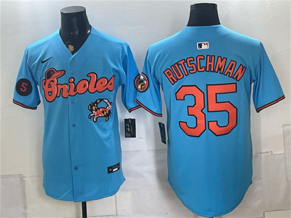 Baltimore Orioles #35 Adley Rutschman Blue With Patch Vapor Premier Limited Stitched Baseball Jersey