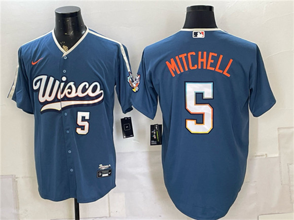 Milwaukee Brewers #5 Garrett Mitchell Mineral Blue 2026 City Connect Stadium Stitched Baseball Jersey
