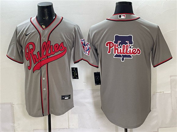 Philadelphia Phillies Team Big Logo Gray 2026 Field of Dreams Stadium Stitched Baseball Jersey