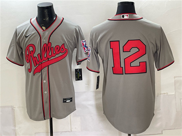 Philadelphia Phillies #12 Kyle Schwarber Gray 2026 Field of Dreams Stadium Stitched Baseball Jersey