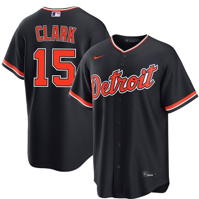 Detroit Tigers #15 Max Clark Navy Alternate Stitched Baseball Jersey