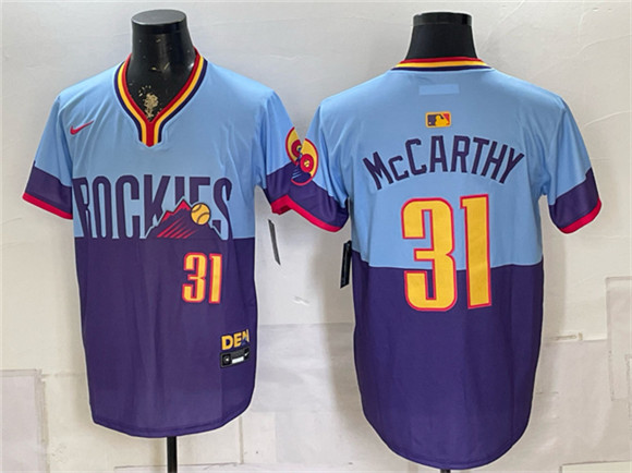 Colorado Rockies #31 Jake McCarthy Purple Light Blue 2025 City Connect Limited Stitched Baseball Jersey