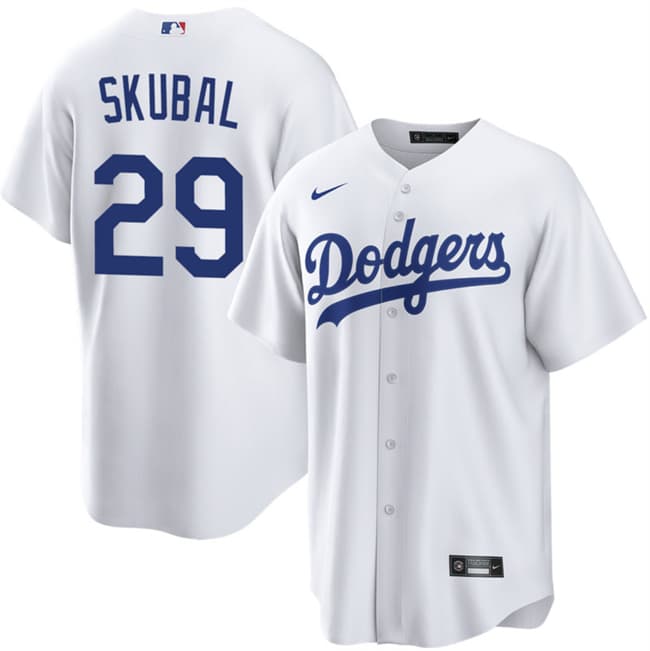 Los Angeles Dodgers #29 Tarik Skubal White Cool Base Stitched Baseball Jersey Los Angeles Dodgers #29 Tarik Skubal White Cool Base Stitched Baseball Jersey