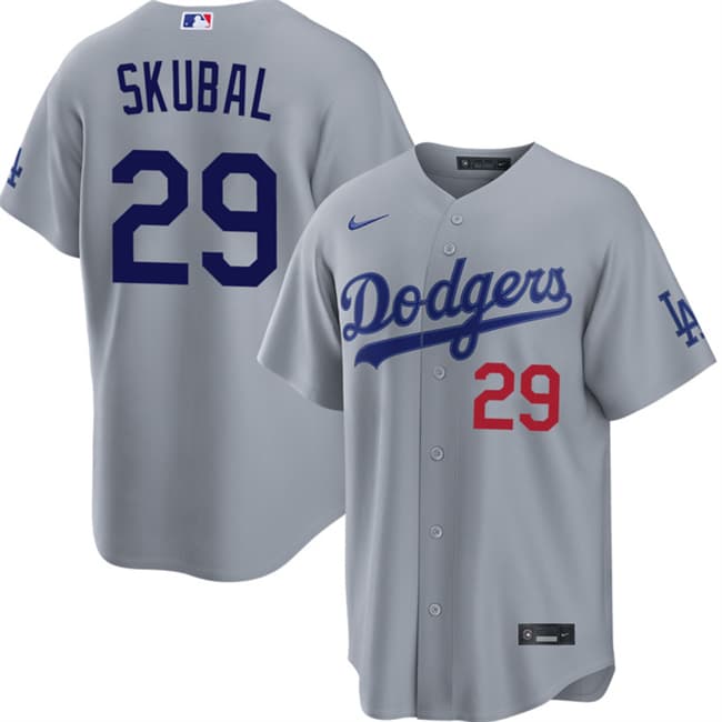 Los Angeles Dodgers #29 Tarik Skubal Gray Cool Base Stitched Baseball Jersey