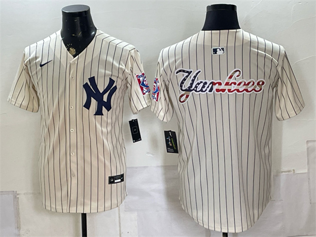 New York Yankees Team Big Logo Cream 2026 Field of Dreams Stadium Stitched Baseball Jersey