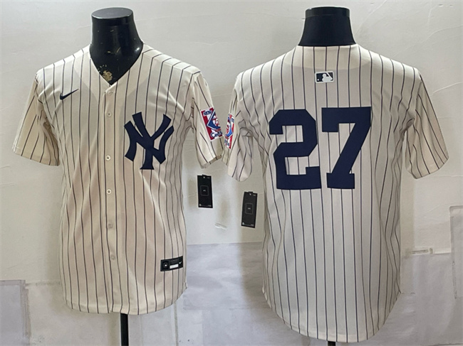 New York Yankees #27 Giancarlo Stanton Cream 2026 Field of Dreams Stadium Stitched Baseball Jersey