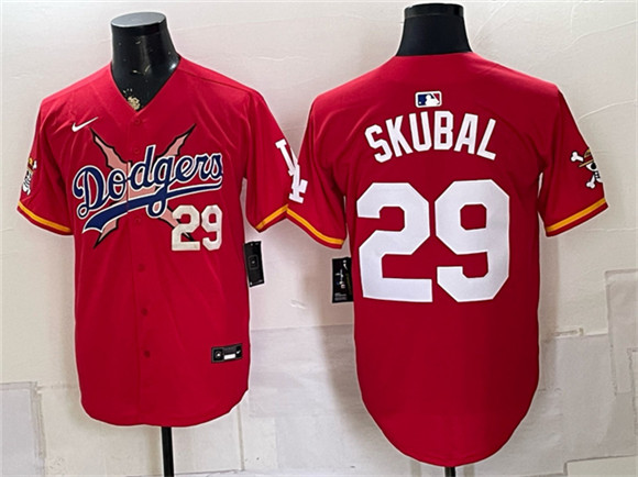 Los Angeles Dodgers x One Piece #29 Tarik Skubal Red Vapor Premier Limited Stitched Baseball Jersey
