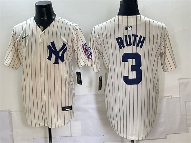 New York Yankees #3 Babe Ruth Cream 2026 Field of Dreams Stadium Stitched Baseball Jersey