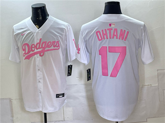 Los Angeles Dodgers #17 Shohei Ohtani White Pink Vapor Limited Stitched Baseball Jersey