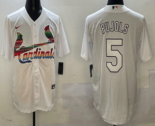St. Louis Cardinals #5 Albert Pujols White Mexico Cool Base Stitched Jersey