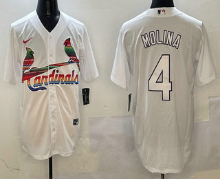 St. Louis Cardinals #4 Yadier Molina White Mexico Cool Base Stitched Jersey