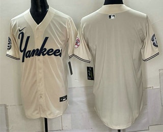 New York Yankees Blank Cream Limited Stitched Jersey