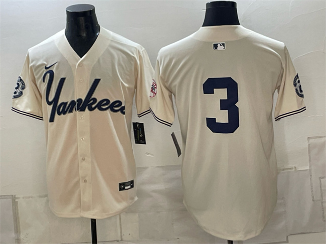 New York Yankees #3 Babe Ruth Cream Limited Stitched Baseball Jersey