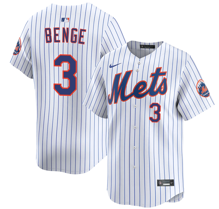 New York Mets #3 Carson Benge 2026 White Home Limited Stitched Baseball Jersey New York Mets #3 Carson Benge 2026 White Home Limited Stitched Baseball Jersey