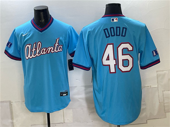 Atlanta Braves #46 Dylan Dodd Blue 2026 City Connect Stadium Stitched Baseball Jersey