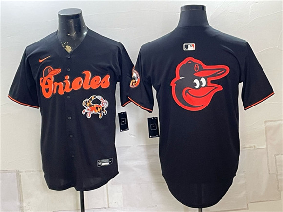 Baltimore Orioles Team Big Logo Black With Patch Vapor Premier Limited Stitched Baseball Jersey