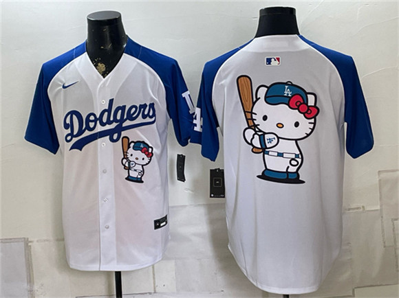 Los Angeles Dodgers Hello Kitty White Royal Vapor Limited Stitched Baseball Jersey