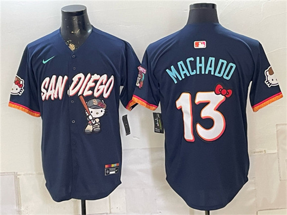 San Diego Padres X Hello Kitty #13 Manny Machado Obsidian 2026 City Connect Stadium Stitched Baseball Jersey