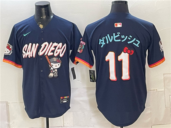 San Diego Padres X Hello Kitty #11 ??????å??? Obsidian 2026 City Connect Stadium Stitched Baseball Jersey