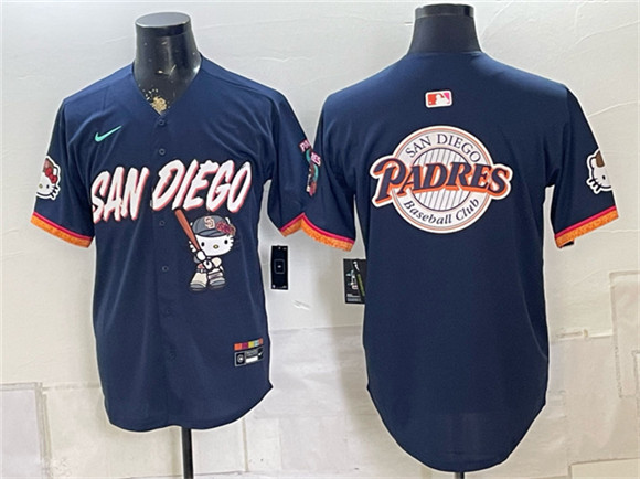 San Diego Padres X Hello Kitty Team Big Logo Obsidian 2026 City Connect Stadium Stitched Baseball Jersey