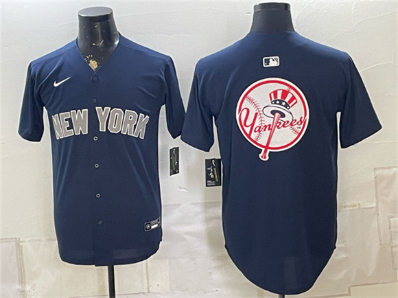 New York Yankees Team Big Logo Navy Limited Stitched Baseball Jersey