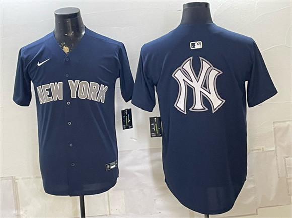New York Yankees Team Big Logo Navy Limited Stitched Baseball Jerseys