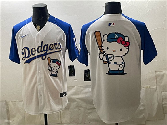 Los Angeles Dodgers White Royal Gold Hello Kitty Vapor Limited Stitched Baseball Jersey