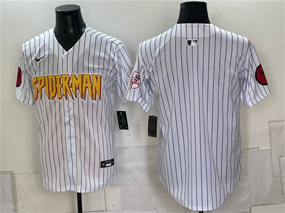 New York Yankees X Spider-Man Blank White Limited Stitched Baseball Jersey