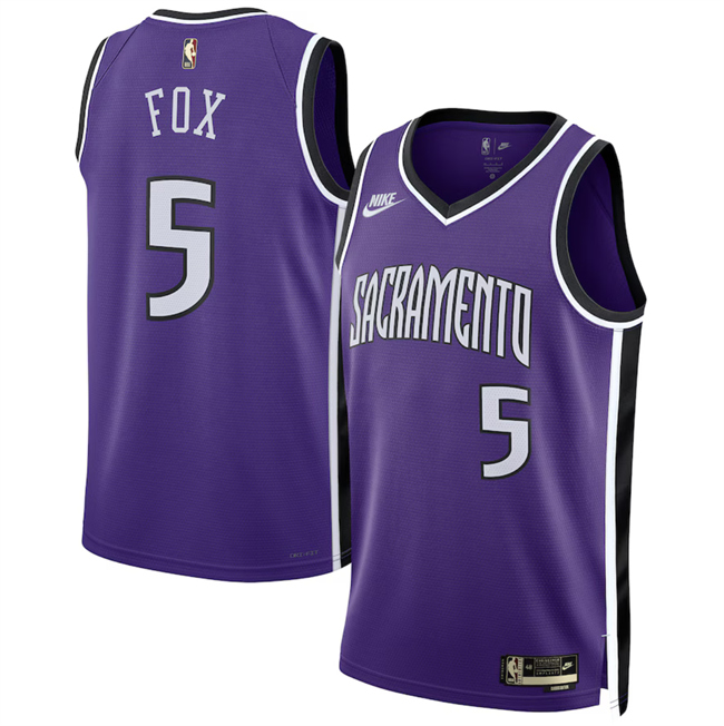 Sacramento Kings #5 De'Aaron Fox Purple 2024-25 Classic Edition Swingman Stitched Basketball Jersey
