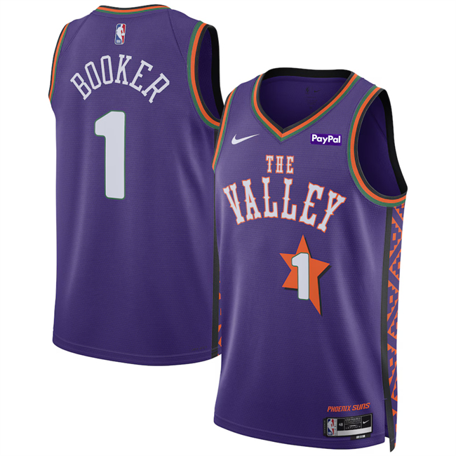 Phoenix Suns #1 Devin Booker Purple 2024-25 City Edition Stitched Basketball Jersey