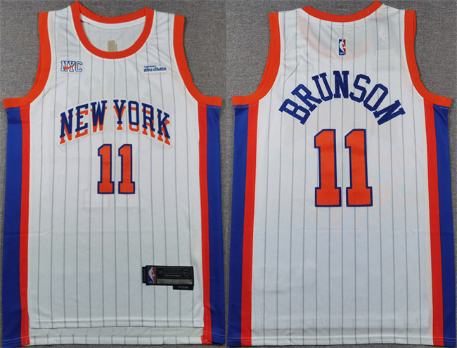 New Yok Knicks #11 Jalen Brunson White 2024-25 City Edition Stitched Basketball Jersey