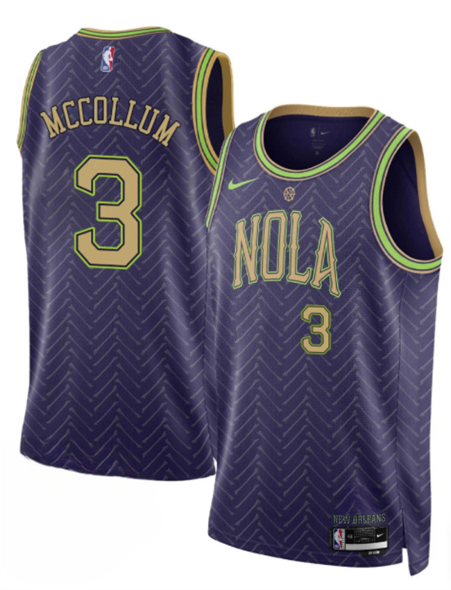 New Orleans Pelicans #3 CJ McCollum Purple 2024-25 City Ediiton Stitched Basketball Jersey