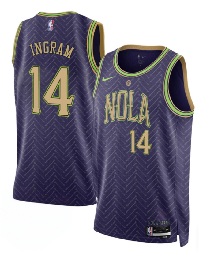 New Orleans Pelicans #14 Brandon Ingram Purple 2024-25 City Ediiton Stitched Basketball Jersey