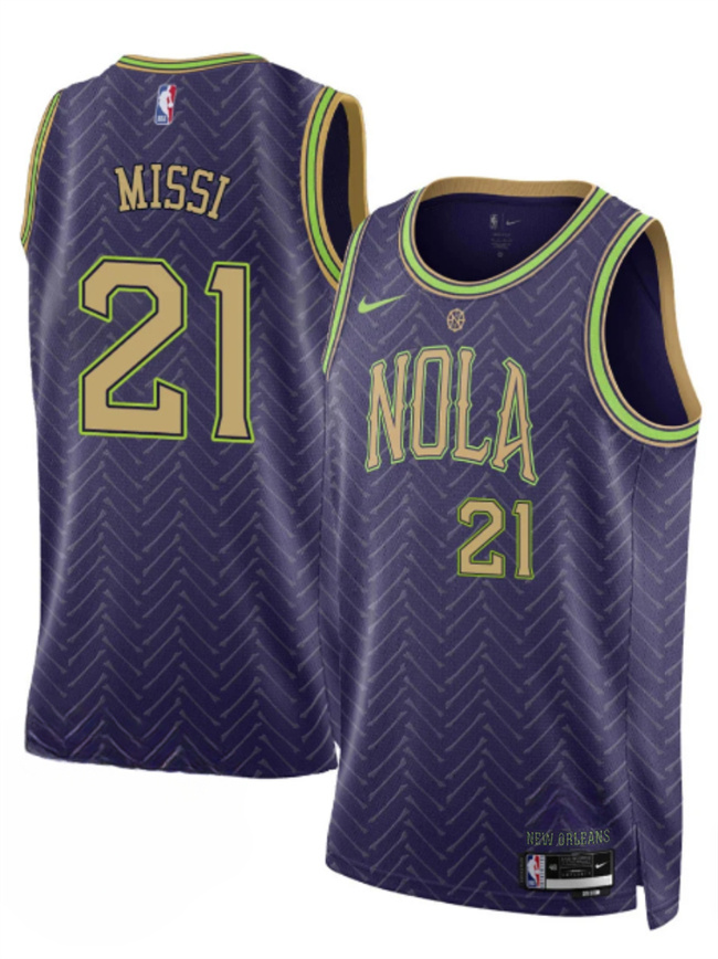New Orleans Pelicans #21 Yves Missi Purple 2024-25 City Ediiton Stitched Basketball Jersey