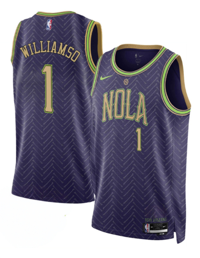 New Orleans Pelicans #1 Zion Williamson Purple 2024-25 City Ediiton Stitched Basketball Jersey