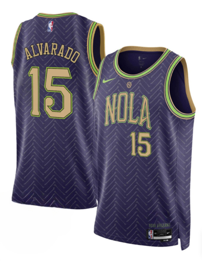 New Orleans Pelicans #15 Jose Alvarado Purple 2024-25 City Ediiton Stitched Basketball Jersey