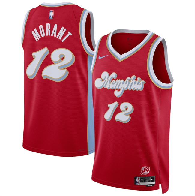 Memphis Grizzlies #12 Ja Morant Red 2024-25 City Edition Stitched Basketball Jersey