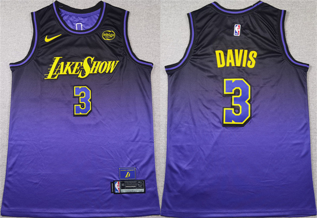 Los Angeles Lakers #3 Anthony Davis Purple 2024 Stitched Basketball Jersey